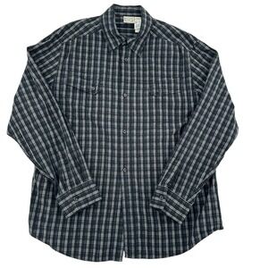 Stamp 10 Plaid Button Down Shirt Long Sleeve Cotton Black Outdoors Casual Men XL